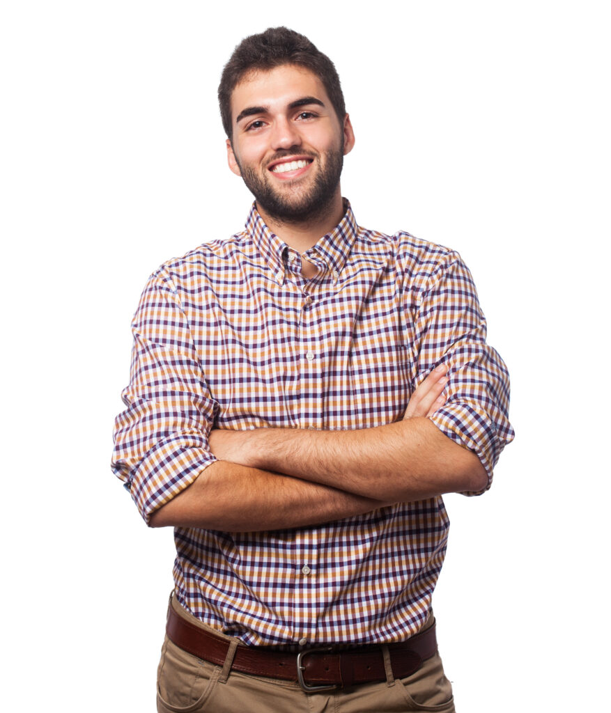 portrait of a handsome young man with crossed arms